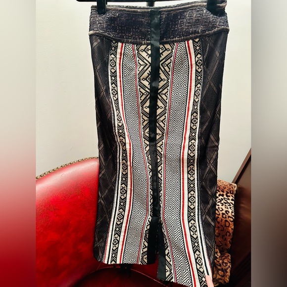 PRICE DROP: Byron Lars Beauty Mark Boho Fringe Midi Pencil Skirt, Size 2 - Picture 8 of 9